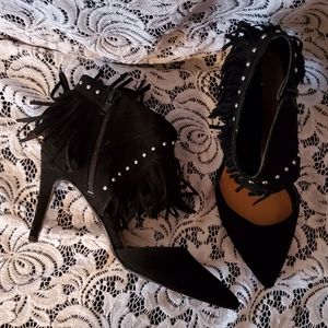 Kate Spade black suede fringe pumps size 6.5